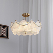 主卧室灯法式轻奢玻璃风，珍珠贝壳房间灯现代简约网红吸顶led灯具