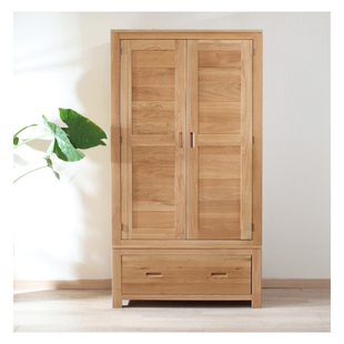 全实木衣柜现代简约双开门卧室多G功能日式纯实木白橡木原木