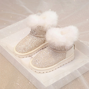 女童鞋子雪地靴2023年冬季儿童靴子，加绒加厚大棉鞋短靴雪地棉