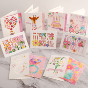 带信封折叠生日贺卡韩国创意涂鸦小卡片万用祝福感谢情人卡