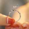 莫桑石钻戒女钻石戒指纯银镀AU750白金情侣饰品轻奢时尚个性