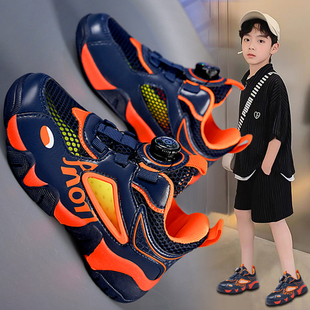 李宁男童鞋凉鞋夏季2024儿童透气镂空沙滩单网鞋中大童运动框子鞋