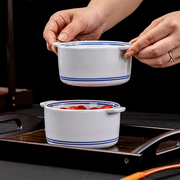 双线蓝边双耳碗景德镇陶瓷，家用烤箱专用碗蒸蛋，碗焗饭碗沙拉碗烤盘