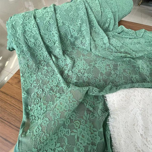 绿色白色弹力打底衫蕾丝布料服装面料车股镂空蕾丝布料面料