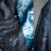 深海 创意闪光泽蓝色立体肌理提花油画艺术外套服装裤子礼服布料