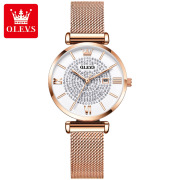 欧利时品牌日本石英表时尚镶钻玛尼同款满天星玫瑰金防水女士手表