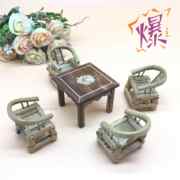 旅游工艺品手工竹编椅子模型，迷你桌椅组合儿童过家家玩具茶室会所