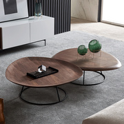 北欧风格轻奢茶几现代简约椭圆形个性创意客厅小户型胡桃木色家具
