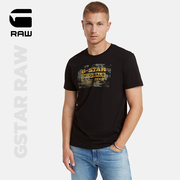 G-STAR RAW Originals潮流图案男士黑色短袖休闲夏季T恤2024
