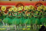 元旦 儿童演出服装 小荷风采向日葵舞蹈太阳花 金色的微笑 绿纱裙