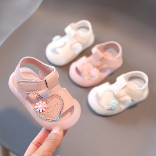 女童婴儿凉鞋卡通包头软底夏天机能童鞋0一1-2-3岁宝宝公主学步鞋
