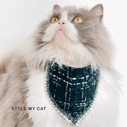 宠物猫口水巾lea粗花呢，小香风公主围巾，复古三角巾拍照围嘴围兜
