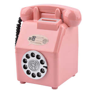 电话机塑料钱罐创意摆件可爱粉色存储游戏币儿童收纳拍摄道具