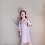 民国风女童旗袍夏季儿童新中式，改良复古汉服，连衣裙短袖唐装中国风