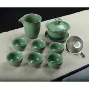 龙泉青瓷哥窑青瓷盖碗泡茶杯，开茶道杯冰裂功夫茶具三才杯大号茶碗