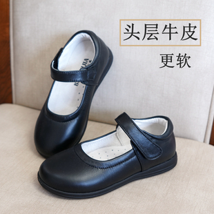 香港学生女童黑皮鞋公主鞋真皮软皮头层牛皮儿童演出礼服黑色单鞋