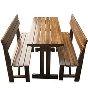 户外实木家具碳化火烧木户外桌椅，实木餐桌椅咖啡桌椅餐椅