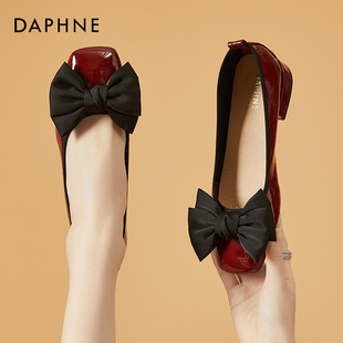 Daphne达芙妮 浅口甜美蝴蝶结舒适小红鞋
