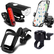 自行车配件USB可充电自行车灯套装自行车水瓶架 手机支架自行车铃