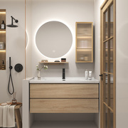 原木风浴室柜镜柜组合家用卫生间，洗脸盆柜洗漱台厕所，实木洗手盆柜