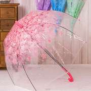 日本樱花伞韩国透明雨伞，折叠小学生公主，儿童女孩拱形小清新长