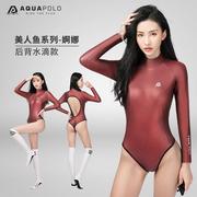 2022韩版游泳装泳衣女 滑皮连体修身显瘦性感比基尼潜水服