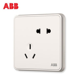 ABB开关插座纤悦系列雅典白错位五孔插座5只套餐套装