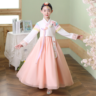 朝鲜族韩服女童民族风服装古装，学生表演刺绣花宝宝，节日潮流演出服