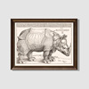 装饰画有框画挂画墙壁画版画复古怀旧美式动物犀牛小众艺术
