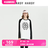 HARDY HARDY2023宽松十字架印花烫钻长袖T恤男女同款纯棉体恤