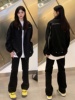 黑色外套女春秋2023秋季原创设计高级感美式复古翻领宽松夹克