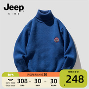 Jeep吉普童装毛衣2023秋季男童女童休闲保暖舒适高领儿童上衣