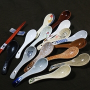奈良三彩日式小号家用勺子手绘陶瓷调羹饭勺汤勺陶瓷勺特色餐厅勺