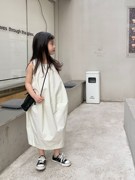 女童小众设计感气质背心长裙儿童夏季韩版茧型开叉无袖花苞连衣裙