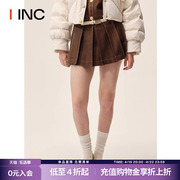 odtd设计师品牌iinc23aw百褶压线超短款皮半身裙下装女