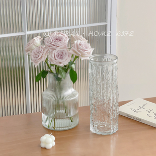 欧式简约现代创意花瓶玻璃，透明水养玫瑰百合，富贵竹客厅餐桌插花瓶