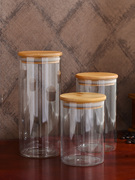 杂粮储物罐圆形有盖食品罐透明厨房，家用小玻璃，瓶子咖啡豆密封罐子