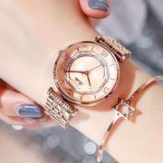 防水女士手表实心表带时尚，潮流玫瑰金气质(金气质，)名媛风诗高迪不锈钢