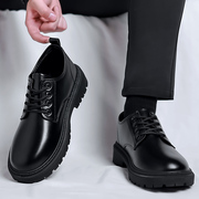 男式皮鞋秋季黑色男款2023马丁靴英伦风软底男士休闲正装商务