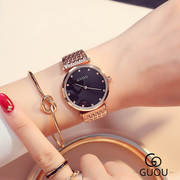 钢带女士手表时尚简单水钻表盘，女表石英钢带女款欧美学院手表