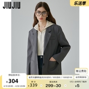 jiujiu假两件连帽拼接小西装外套，女2023秋装设计感休闲西服