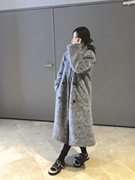 冬季马海毛灰色毛呢外套，女中长款小个子加厚韩版西装呢子大衣