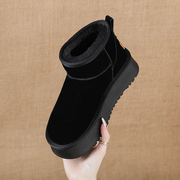 防水雪地靴女冬季2023年加绒厚底短筒靴低帮大小码面包棉鞋子