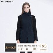 sdeer圣迪奥短外套女装立领，撞色解构拼接字母毛呢外套s194a2226