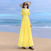 2024夏季黄色雪纺仙女连衣裙薄款显瘦长款大摆裙子沙滩长裙女
