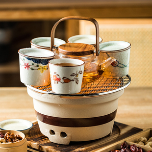 围炉煮茶带盖朱口杯(朱口杯，)茶杯带盖子创意茶具，主人杯泡茶杯红茶绿茶杯子