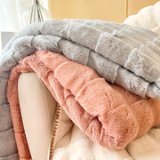 秋托斯卡长毛保暖绒毯雪貂绒简约休闲盖毯柔软单双人毛毯冬季纯色