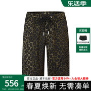 cnc男装2021夏季绿色豹纹短裤，男潮流五分裤休闲舒适直筒短裤