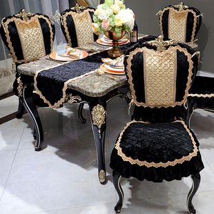 欧式餐椅子坐垫罩套装，布艺奢华防滑餐桌布四季通用加厚可拆洗