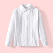 女童白衬衫长袖校园款，学院风女孩纯棉儿童，蕾丝小学生校服衬衣短袖